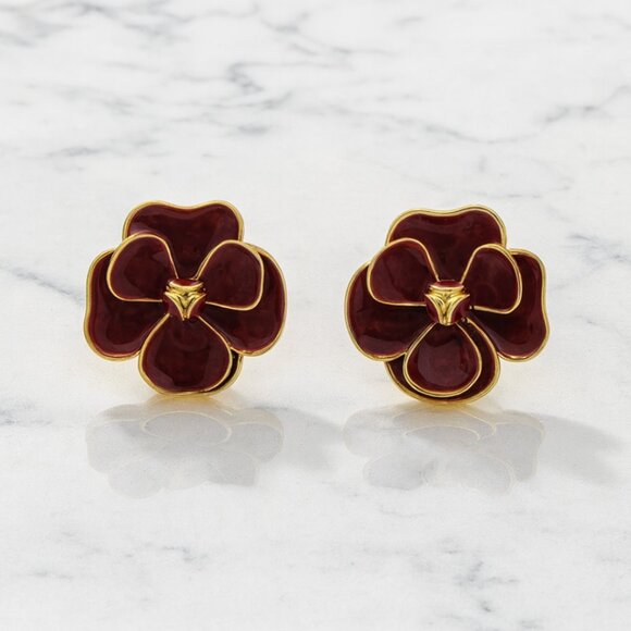 Jewelry - "Noelle" Burgundy Floral Earrings